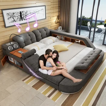 Фошань, Новая экологически чистая массажная многофункциональная кровать из ткани татами, мебель для спальни