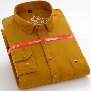 Хлопковая вельветовая рубашка Мужская с длинным рукавом 7xl 100 Хлопковая рубашка с длинным рукавом для мужчин с одним карманом Повседневная мужская Социальная Официальная деловая