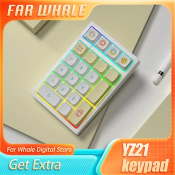 Цифровая клавиатура YUNZII YZ21, 21 Клавиша Rgb, Проводная и беспроводная Механическая мини-игровая цифровая клавиатура с возможностью горячей замены